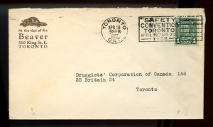 ?Nice Safety Convention Slogan 1932 with Beaver on cc., 1c Arch Cover Canada