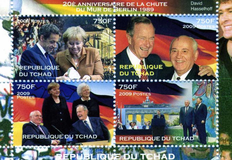 Chad 2009 FALL WALL OF BERLIN Sheet Perforated Mint (NH)