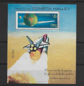 CHILE 1985 HALLEY COMET RETURN SOUVENIR SHEET SPACE SOUVENIR SHEET MNH