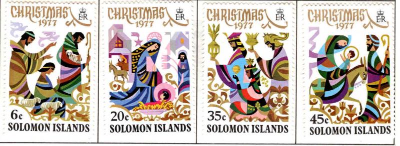 Solomon Islands Scott 356-359 MH* Christmas 1977 set