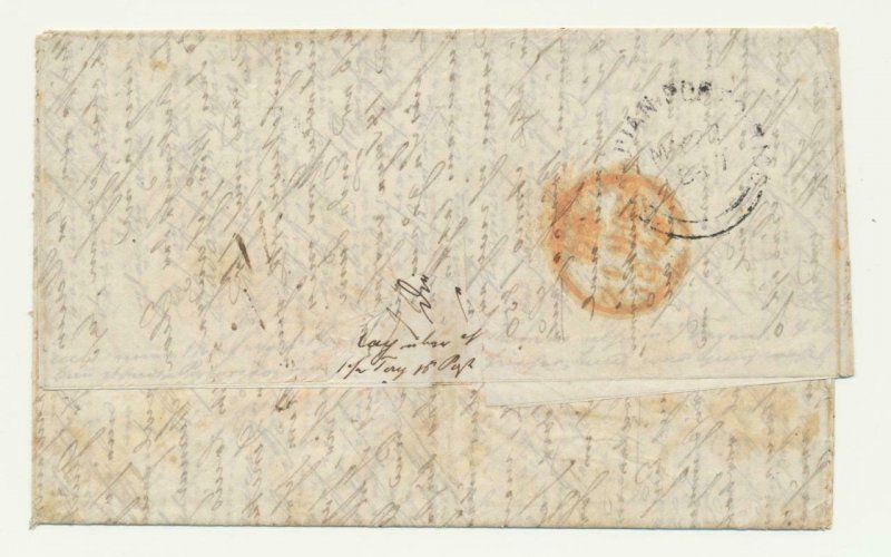 PUERTO RICO-GERMANY 1847 LETTER BRITISH PO IN SAN JUAN VIA ST THOMAS & S'HAMPTON