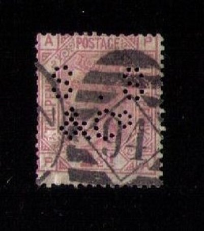 SG139, (Pl 2) 2½d Rosy Mauve Perfin S.S.& Co  Used. CV $100.