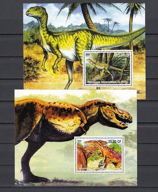 Congo Dem., 2002 Cinderella. Dinosaurs on 2 s/sheets.. ^