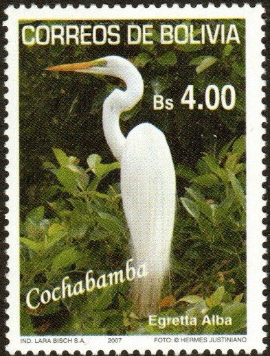 Bolivia 1330 - Mint-NH - 4b Great Egret (2008) (cv $1.20)