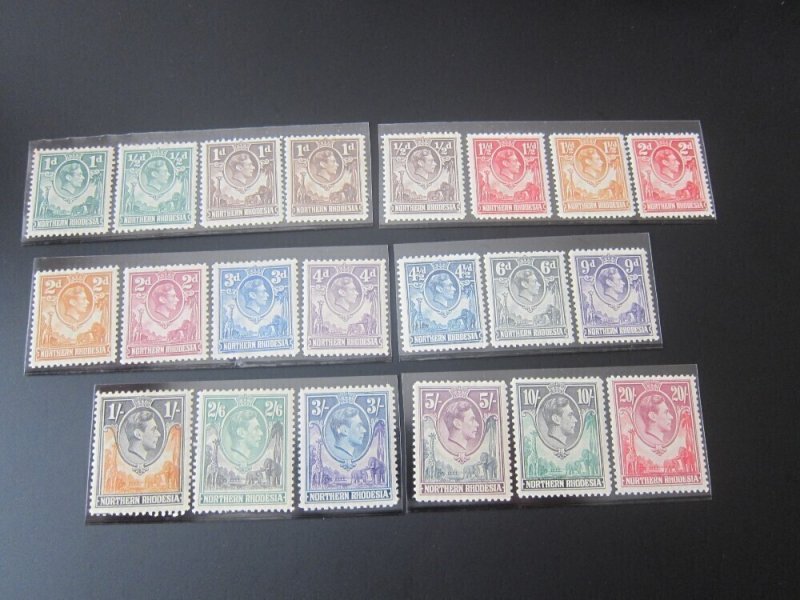 Northern Rhodesia 1938 Sc 25-45 set MH