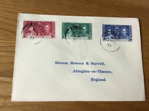 Ceylon 1937  Coronation first day stamps cover  Ref 55797 