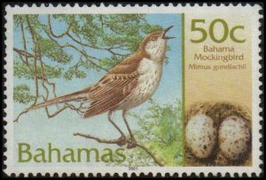 Bahamas 1014 - Unused-NG - 50c Bahama Mockingbird / Eggs (2001) (cv $1.60)