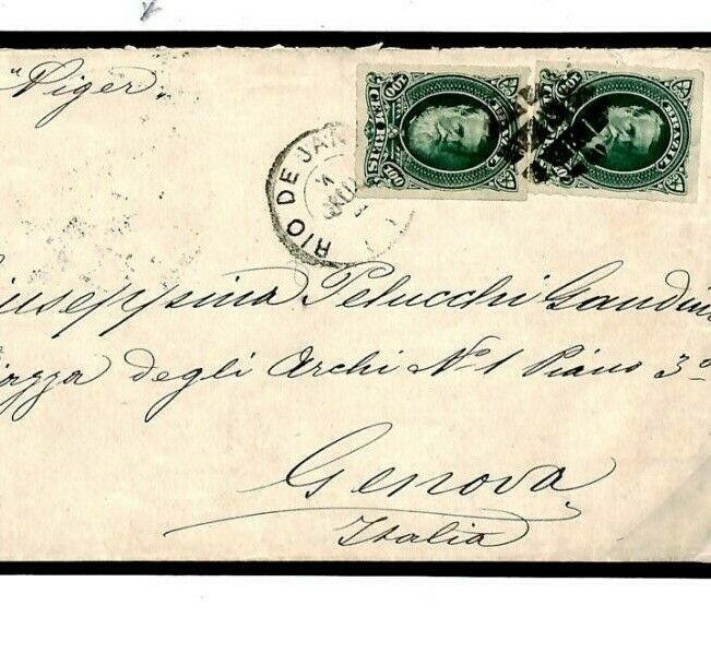 BRAZIL Transatlantic Cover DOM PEDRO FRANKING 1886 Italy Maritime{samwells}F197a