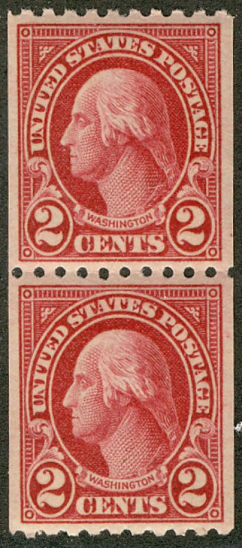 US #606a SCV $500.00 PAIR, CARMINE LAKE, XF-SUPERB mint never hinged, very we...