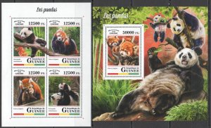 HM0012 2018 GUINEA PANDAS BEARS WILD ANIMALS FAUNA #12815-8+BL2859 MNH