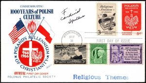 1966 US Polonius Philatelic Society FDC Scott #- 1313 5 Cents Polish Millennium