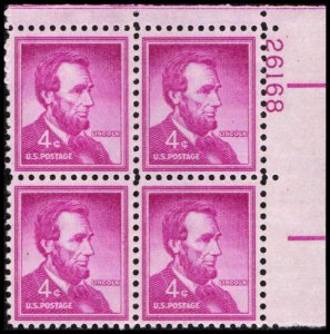 US #1036a LINCOLN MNH UR PLATE BLOCK #26168