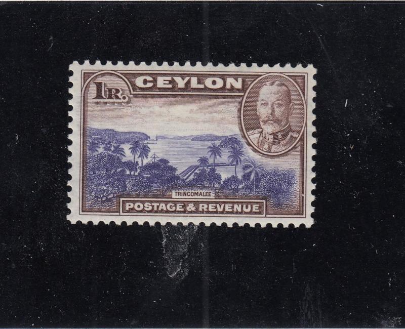 CEYLON  # 274 VF-MLH  1r  KING GEORGE V / VIEW OF TRINCOMALEE CAT VALUE $35