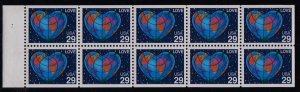 1991 LOVE earth Sc 2536a MNH folded pane of 10, plate number 1112