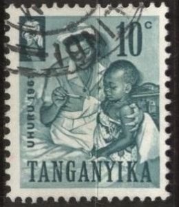 Tanganyika 46 (used) 10c nurse, infant, Prus grn (1961)