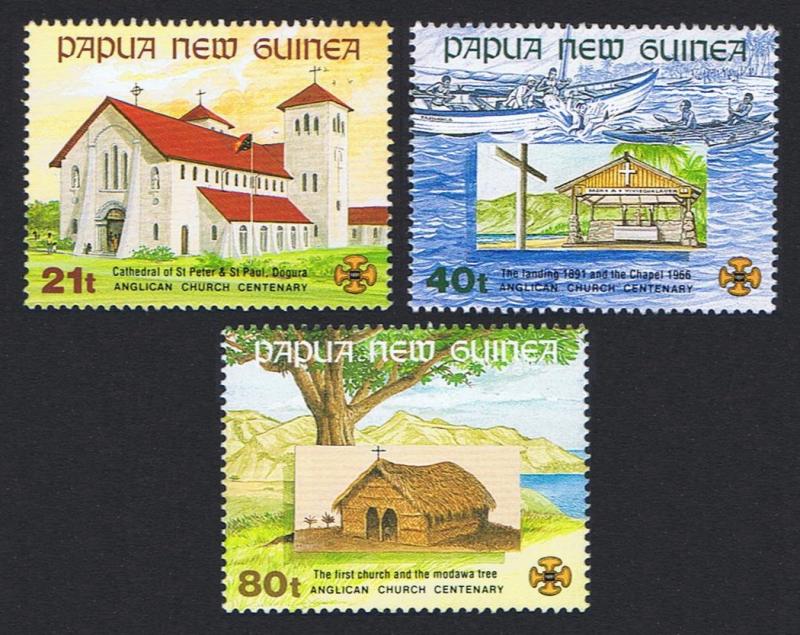 Papua NG Anglican Church 3v SG#655-657 MI#640-642 SC#775-777