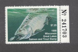 WIGL17 - Wisconsin State Great Lakes Salmon & Trout Stamp.Single.  MNH. OG.