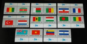 U.N.N.Y.#325-340 FLAG SERIES 1980  MNH, SET OF 8 TAB PAIRS NICE!! LQQK!!