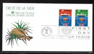 United Nations NY 254-255 Law of the Sea Geneva Cachet FDC First Day Cover