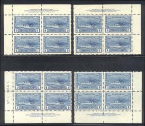 CANADA #262 Mint NH M/S Plate Blocks - 1942 $1.00 Destroyer