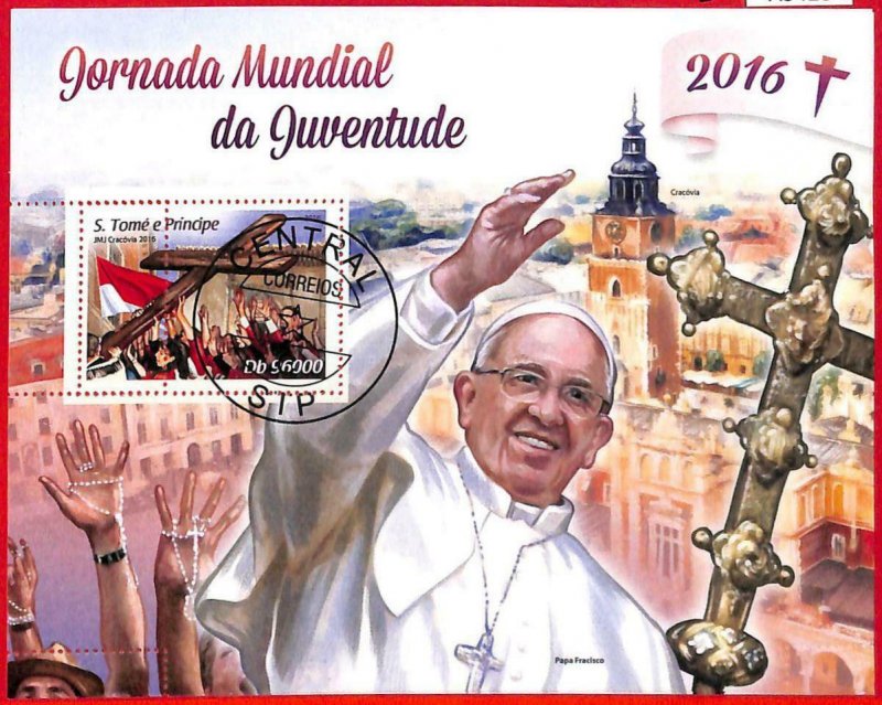 A3428 - SAO TOME & PRINCIPE, ERROR MISPERF Souvenir sheet: 2016, Pope Frances