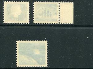 Canada #405, 435, 445 var, VF NH  Analine ink !