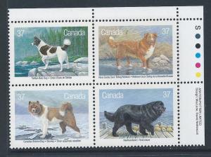 Canada #1220a UR PL BL Dogs of Canada 37¢ MNH