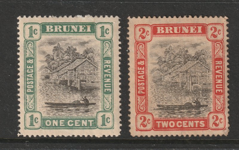 Brunei an early 1c & 2c multi crown CA wmk Reversed