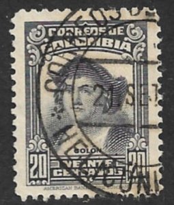 COLOMBIA 1939 20c Christopher Columbus Issue Sc 472 VFU