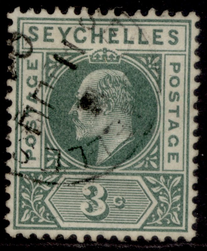 SEYCHELLES EDVII SG47, 3c dull green, FINE USED.