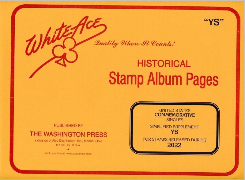 WHITE ACE 2022 US Commemorative Singles Simplified Stamp Album Supplement YS