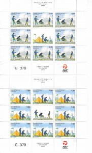 Greenland #493a-494a sheets of 8+ central label Scouting (MNH) CV.$40.00