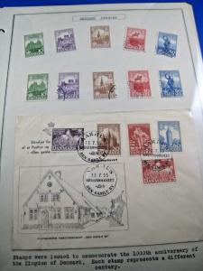 DENMARK - SCOTT #342-351 - 1953 1000th ANNIVERSARY STAMPS & FDCs