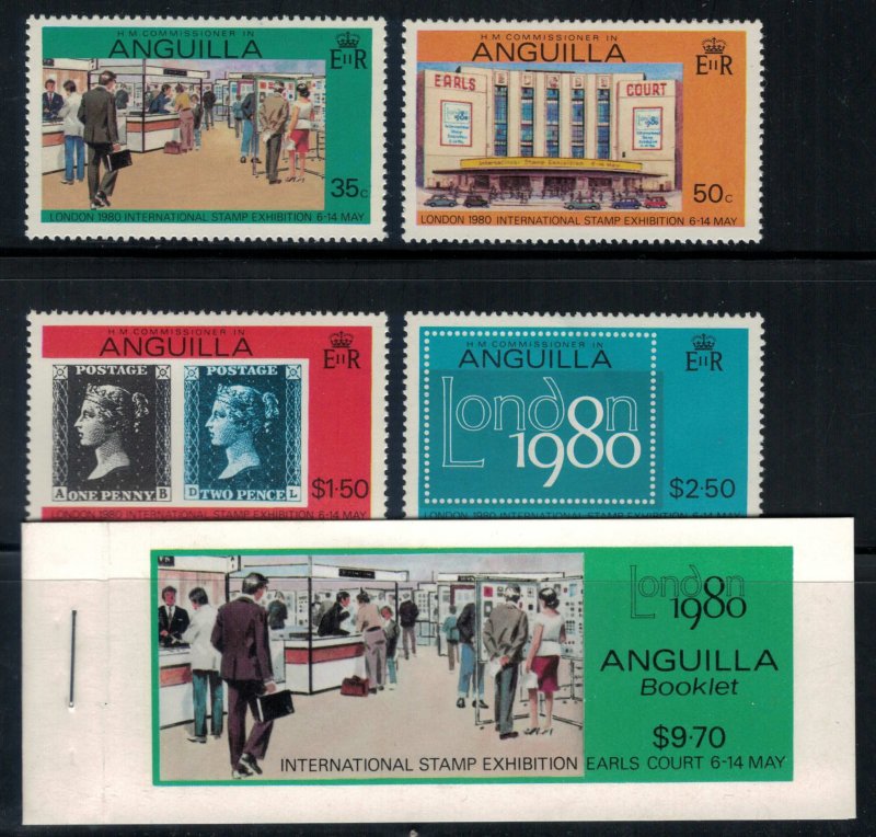 Anguilla #371-4* NH Complete set & Booklet  CV $5.60 London 1980 Phil. Exhib.