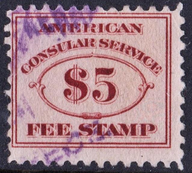 RK19 $5.00 Consular Service Fee Stamp (1906) Used