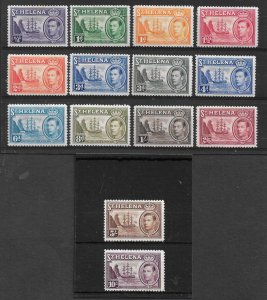 ST HELENA 1938 - 1944 SET OF 14 STAMPS SG 131/140 MINT HINGED Cat £140