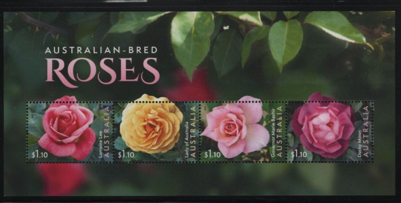 Australia 2022 MNH $1.10 Australian-Bred Roses Sheet of 4