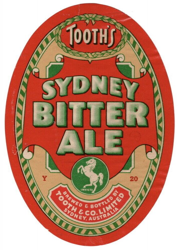 (I.B) Australia Cinderella : Beer Label (Tooth's Sydney Bitter Ale)