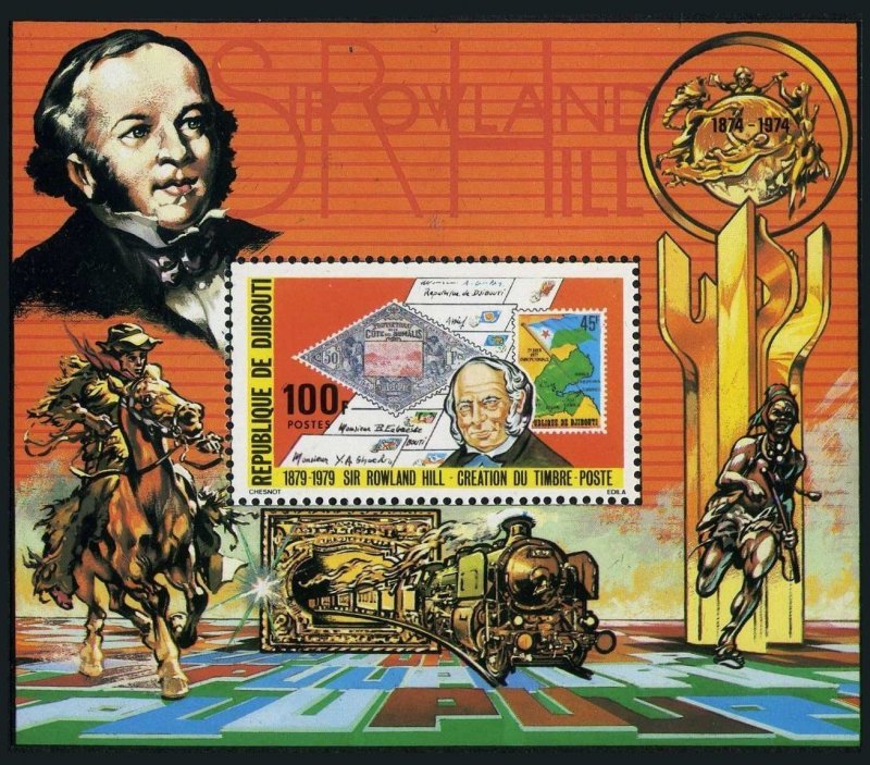 Djibouti 493a-495a deluxe,MNH.Michel Bl.3-5. Sir Rowland Hill,1979.Bird,UPU,Ship