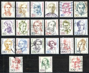 Germany Sc# 1475-1494A (no 250pf) Used (b) 1966-1991 Famous Women