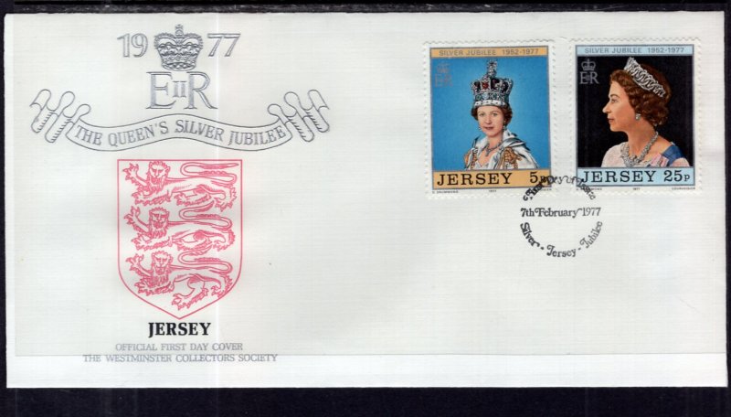 Jersey 168,170 Queen Elizabeth II Silver Jubilee U/A FDC