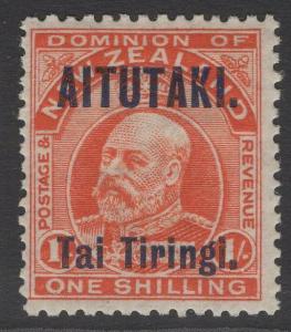 AITUTAKI SG12 1914 1/- VERMILION MTD MINT