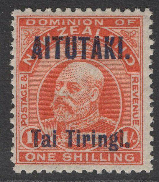 AITUTAKI SG12 1914 1/- VERMILION MTD MINT