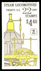 US #2366a COMPLETE BOOK, BK163 Locomotives, VF mint never hinged, Post Office...