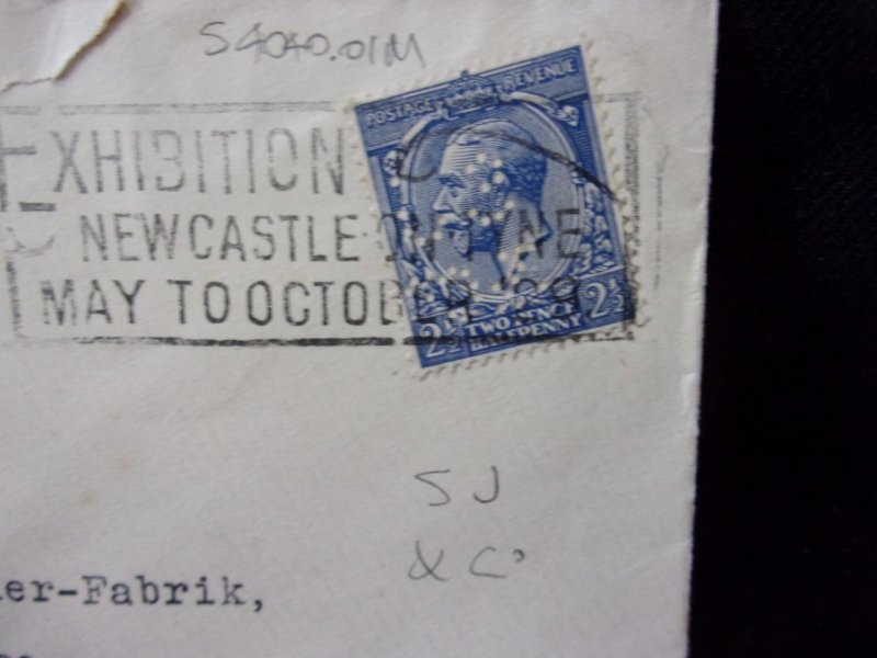 GEORGE V 21/2d 'S J & Co' PERFIN ON ILLUSTRATED COVER