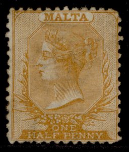 MALTA QV SG15, ½d yellow orange, M MINT. Cat £400.