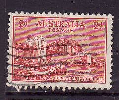 Australia-Sc#133-used 2p red Sydney Bridge-1932-