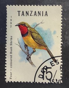 Tanzania 1992 Scott 980 CTO - 15sh,  Bird,  Four-colored Bushshrike