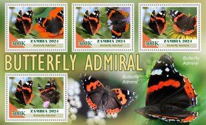 Butterflies 2024 year, 8 sheets  perforated  NEW