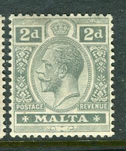 MALTA; 1914-21 early GV issue fine Mint hinged shade of 2d. value